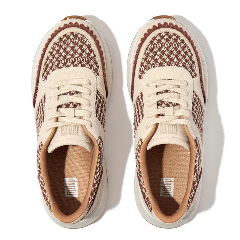 รองเท้าผ้าใบ ผู้หญิง รุ่น F-MODE e01 CROCHET/SUEDE FLATFORM TRAINERS