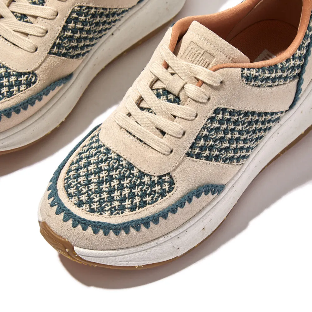 รองเท้าผ้าใบ ผู้หญิง รุ่น F-MODE e01 CROCHET/SUEDE FLATFORM TRAINERS