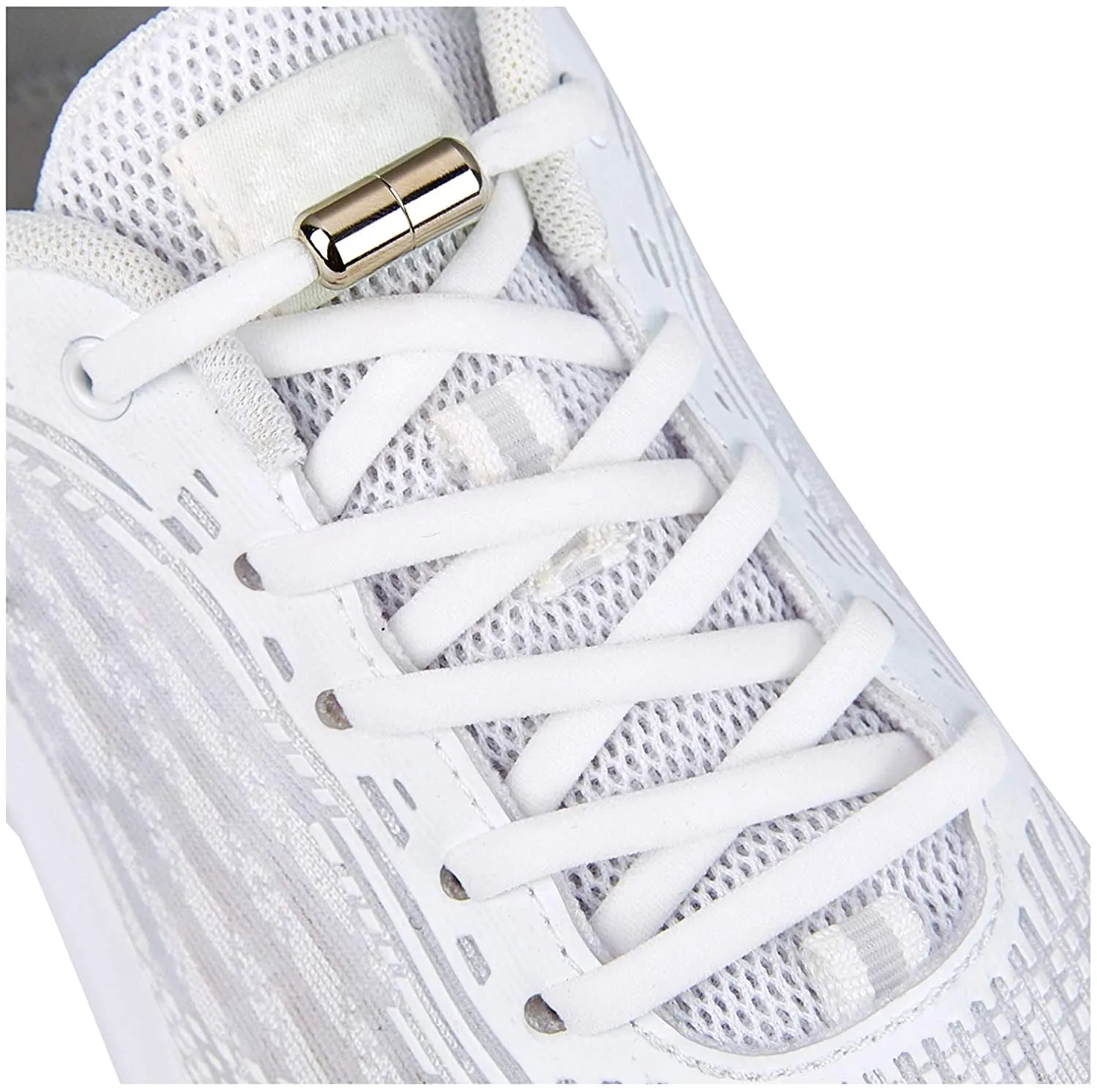 (1 pair) 110cm Elastic Shoelaces without tying Semicircle Shoelaces   Clasp - White