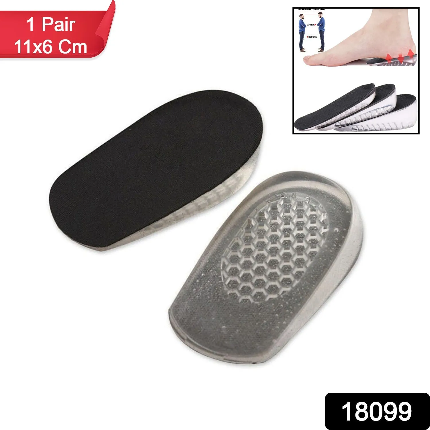 1 Pairs Silicone Heel Pads, Shoes Insole (11×6×1 Cm)