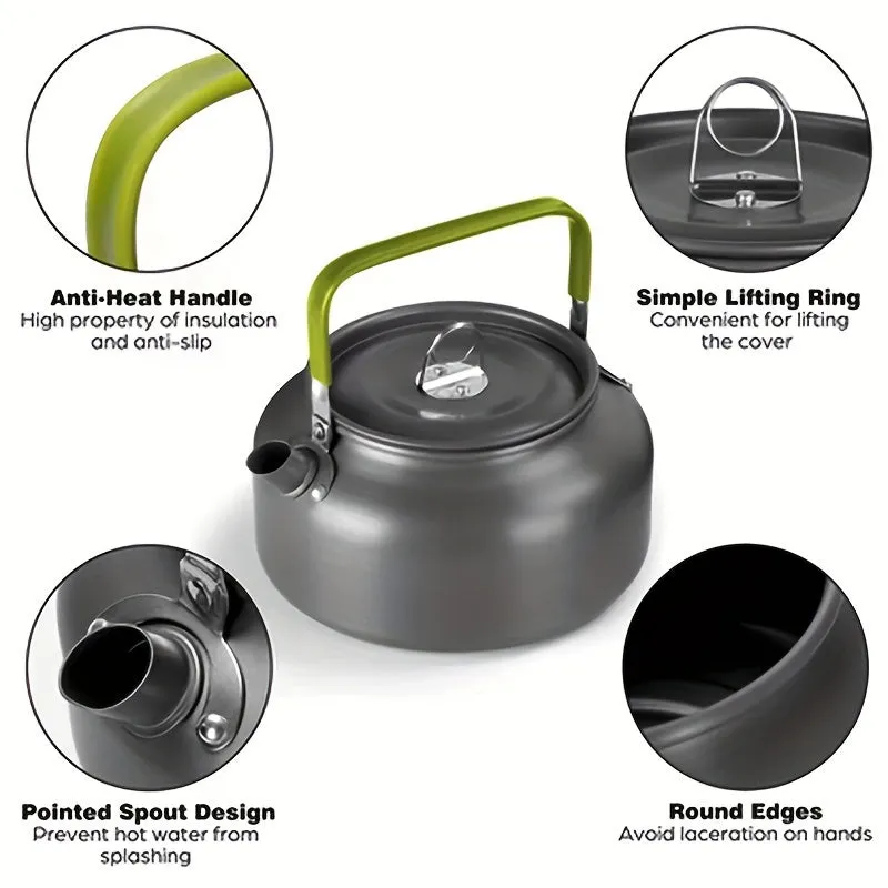 1 Set Camping Outdoor Cookware, Portable Combination Set Pot/ Teapot Combination Set,Backpacking Gear Cooking Equipment, Portable Non Stick Pot Pan Cook, For Holiday Camping&picnic Cooking