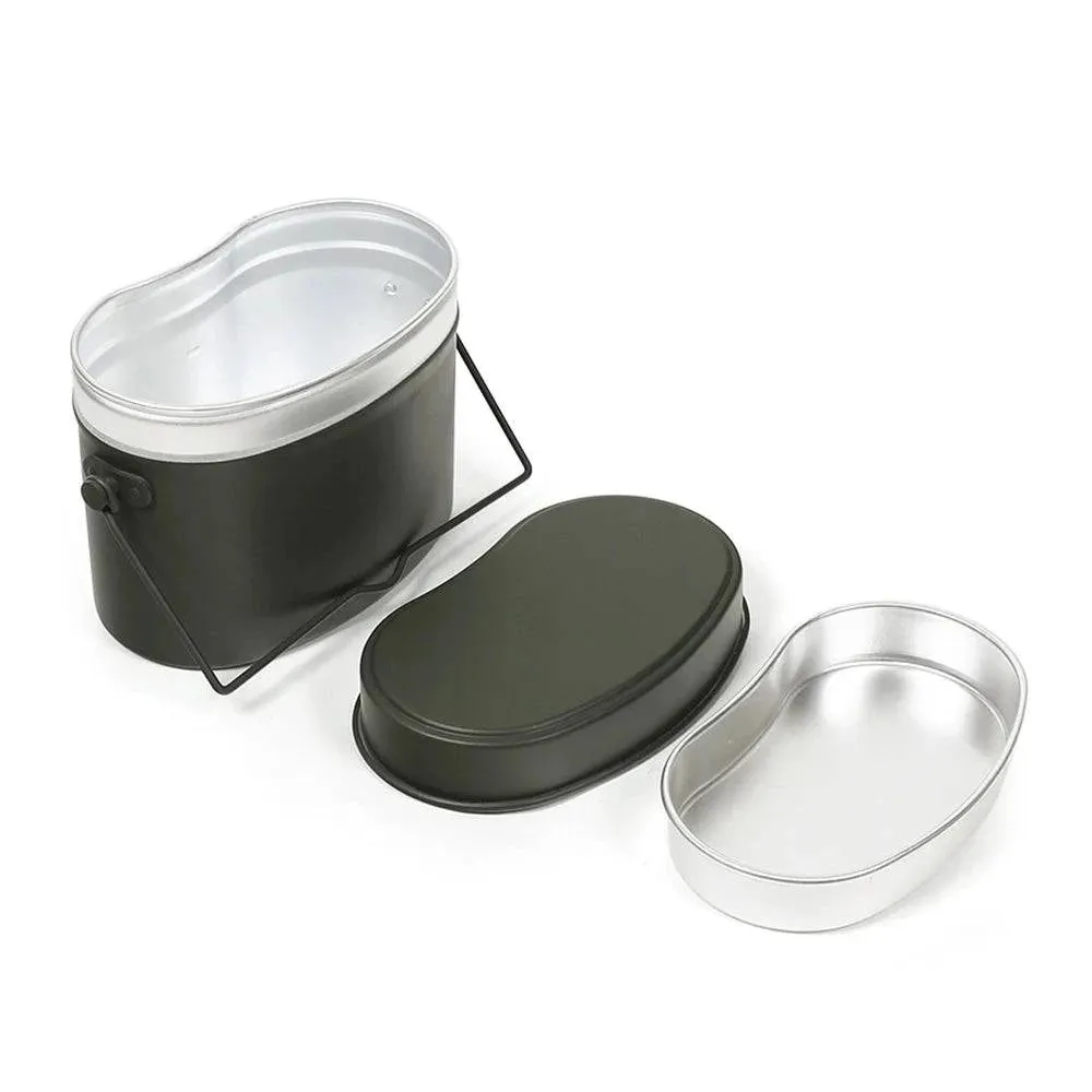 1.2L/1.5L Outdoor Military Canteen Mess Tin Kit Camping Cookware Lunch Box Cooking Pot for Backpacking Fishing Hiking Picnic