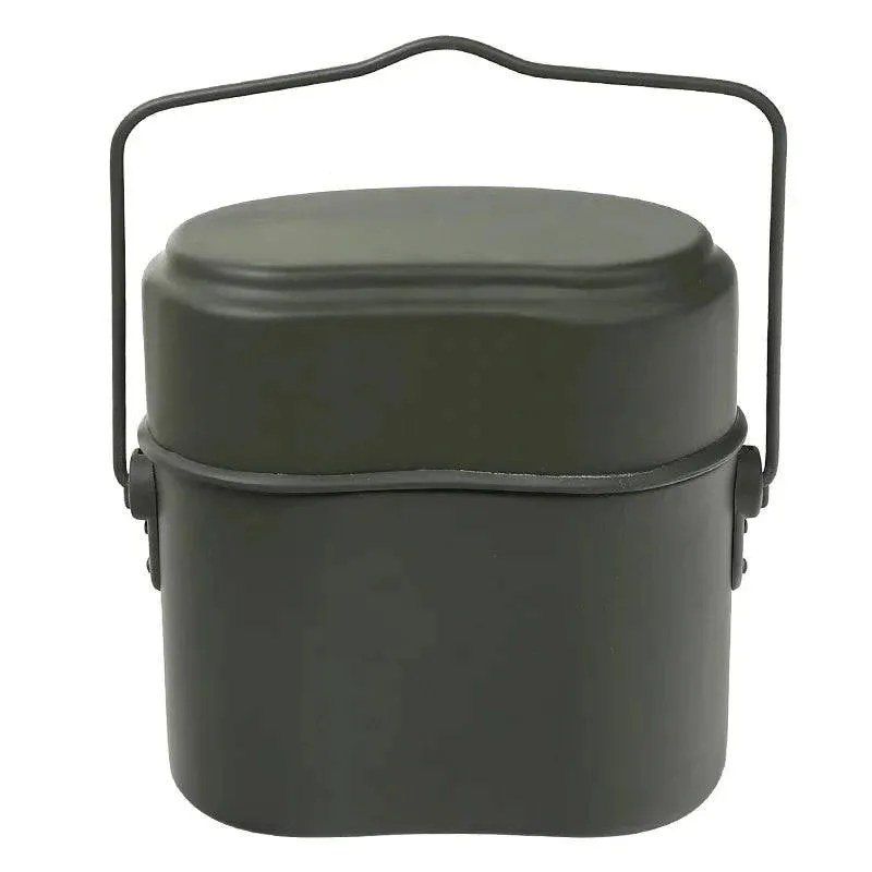 1.2L/1.5L Outdoor Military Canteen Mess Tin Kit Camping Cookware Lunch Box Cooking Pot for Backpacking Fishing Hiking Picnic