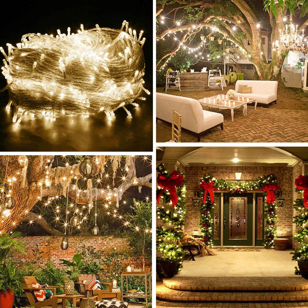 12m 100 LED Solar Fairy String Led Lights Outdoor Garden Christmas Decor