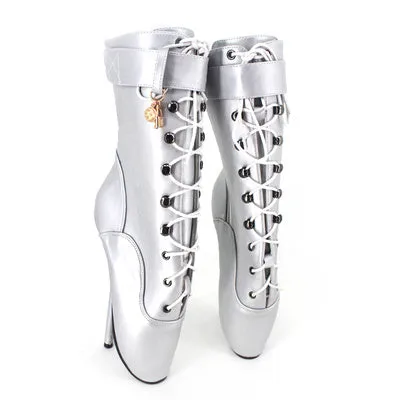 18cm Ballet Stiletto Heels Lace-up Ankle Boots Large Size