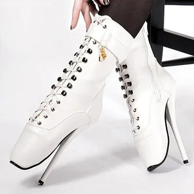 18cm Ballet Stiletto Heels Lace-up Ankle Boots Large Size