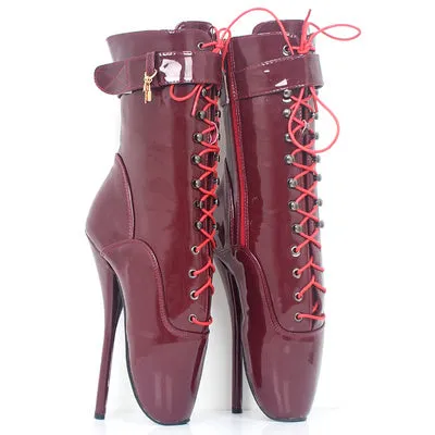 18cm Ballet Stiletto Heels Lace-up Ankle Boots Large Size