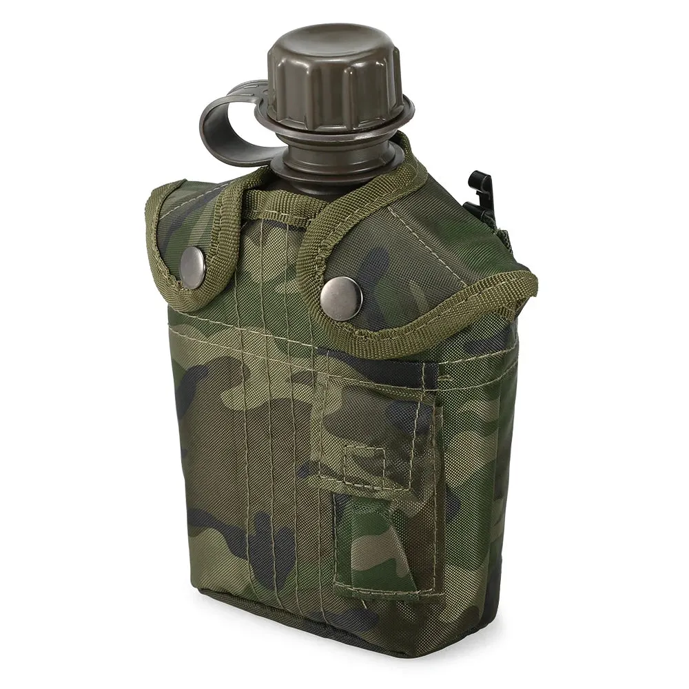 1L Outdoor Military Canteen Bottle Camping Hiking Backpacking Survival Water Bottle Kettle with Cover Canteen Kettle 2023