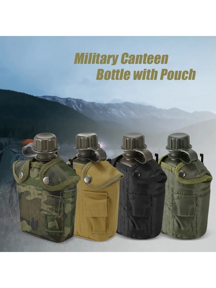 1L Outdoor Military Canteen Bottle Camping Hiking Backpacking Survival Water Bottle Kettle with Cover Canteen Kettle 2023