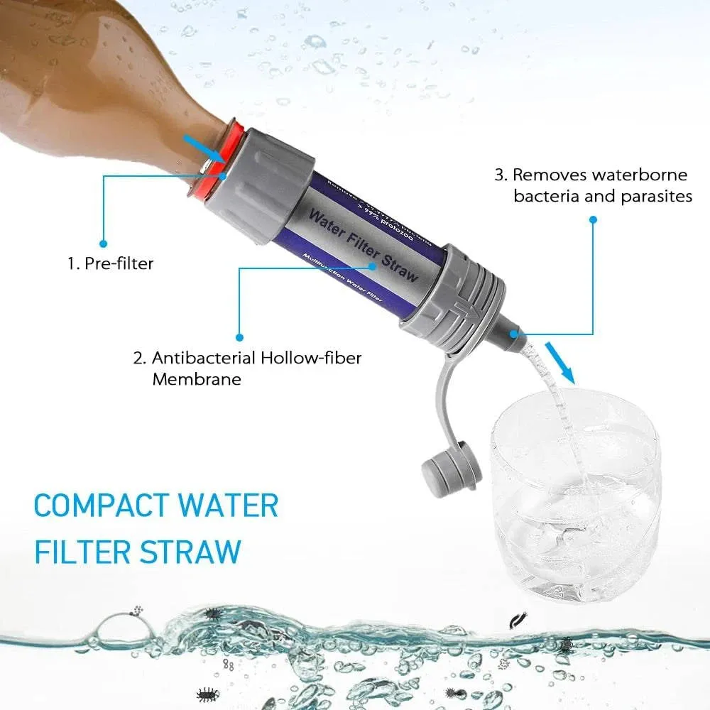 1pc/2pcs Outdoor Water Filter Straw Water Filtration System Water Purifier for Emergency Preparedness Camping Traveling