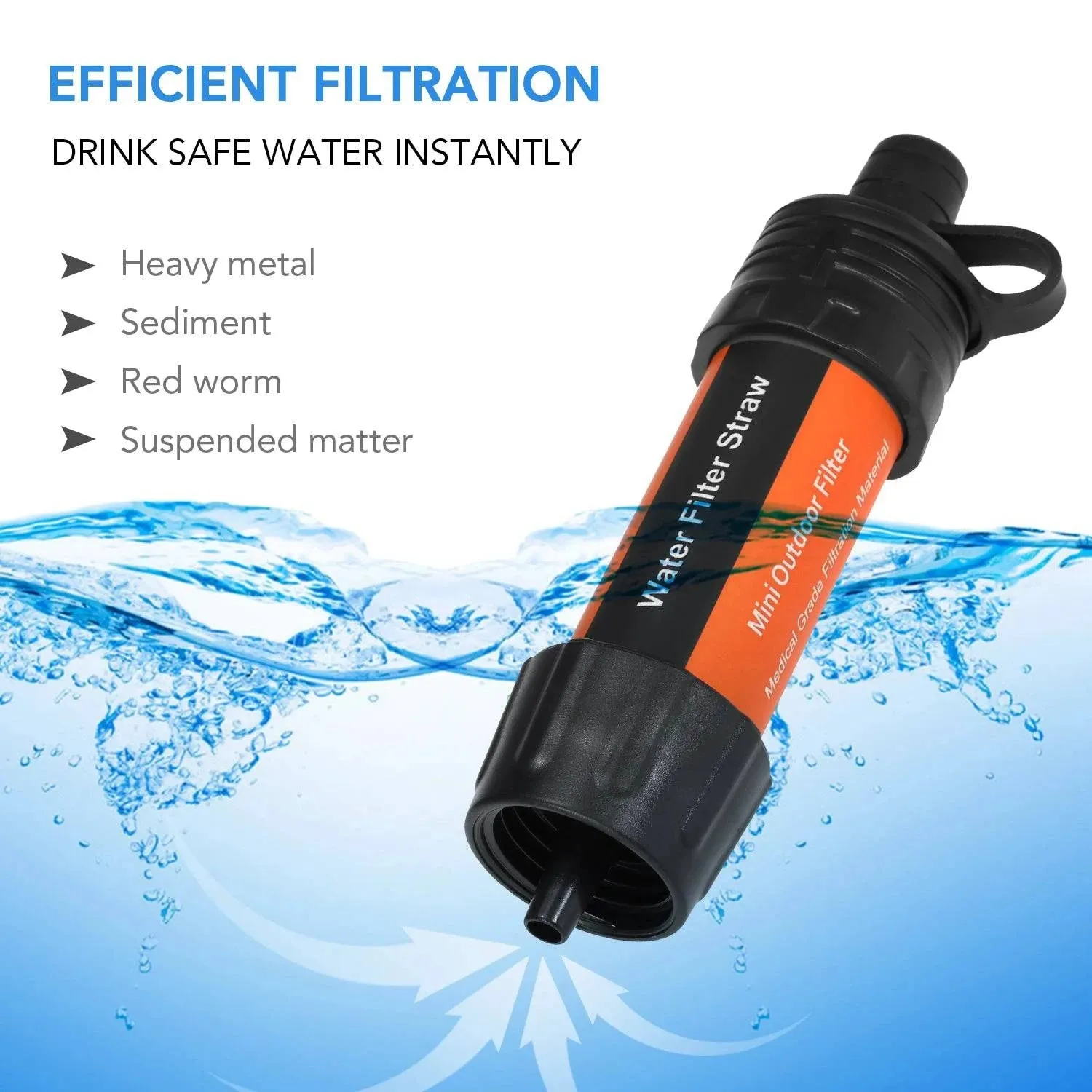 1pc/2pcs Outdoor Water Filter Straw Water Filtration System Water Purifier for Emergency Preparedness Camping Traveling