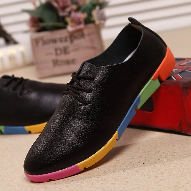 2019 new breathable genuine leather flats shoes woman