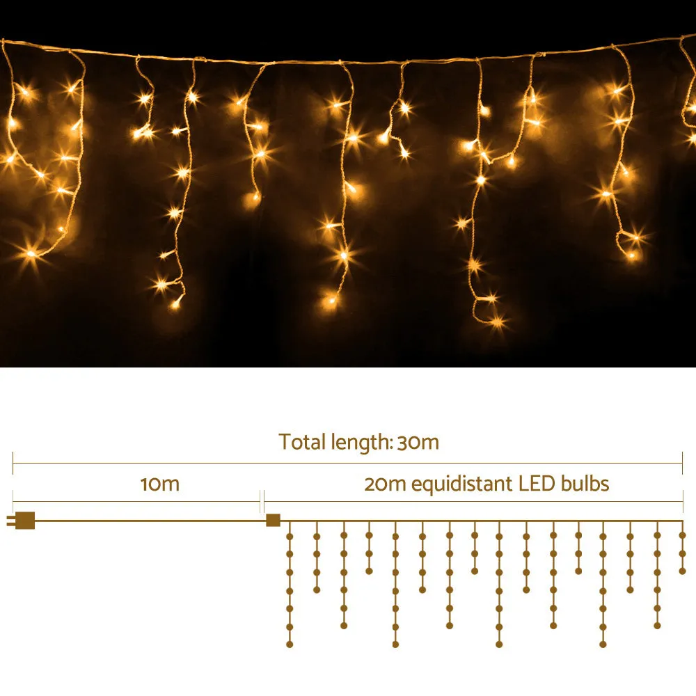 20M Christmas Lights Icicle Light 800 LED - Warm White