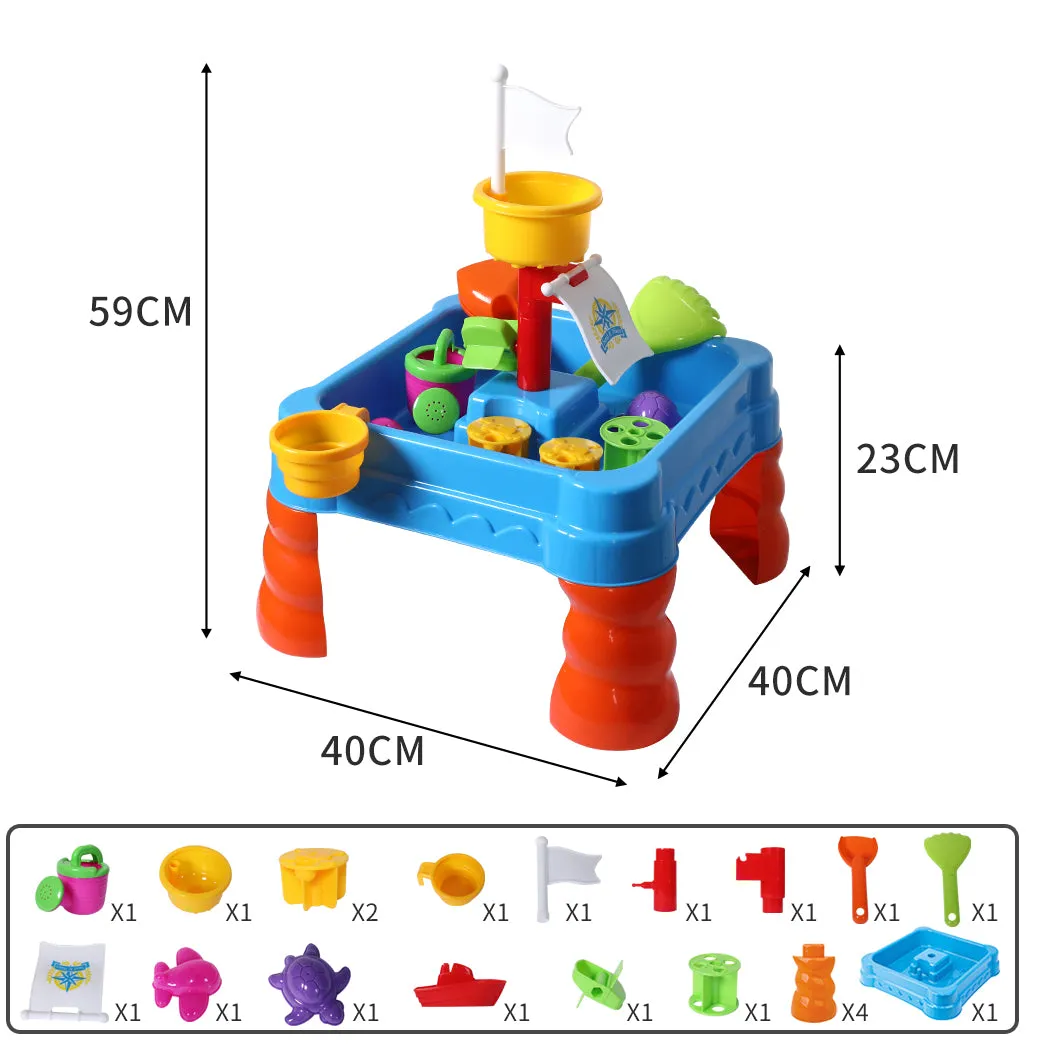 21-Piece Kids Sand Water Activity Play Table Child Fun Outdoor Sandpit Toys Set