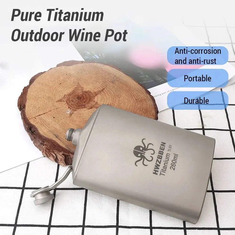 260ml Titanium Flask Portable Whisky Flask for Men Outdoor Camping Backpacking Travel Picnic Wine Bottles