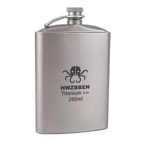 260ml Titanium Flask Portable Whisky Flask for Men Outdoor Camping Backpacking Travel Picnic Wine Bottles