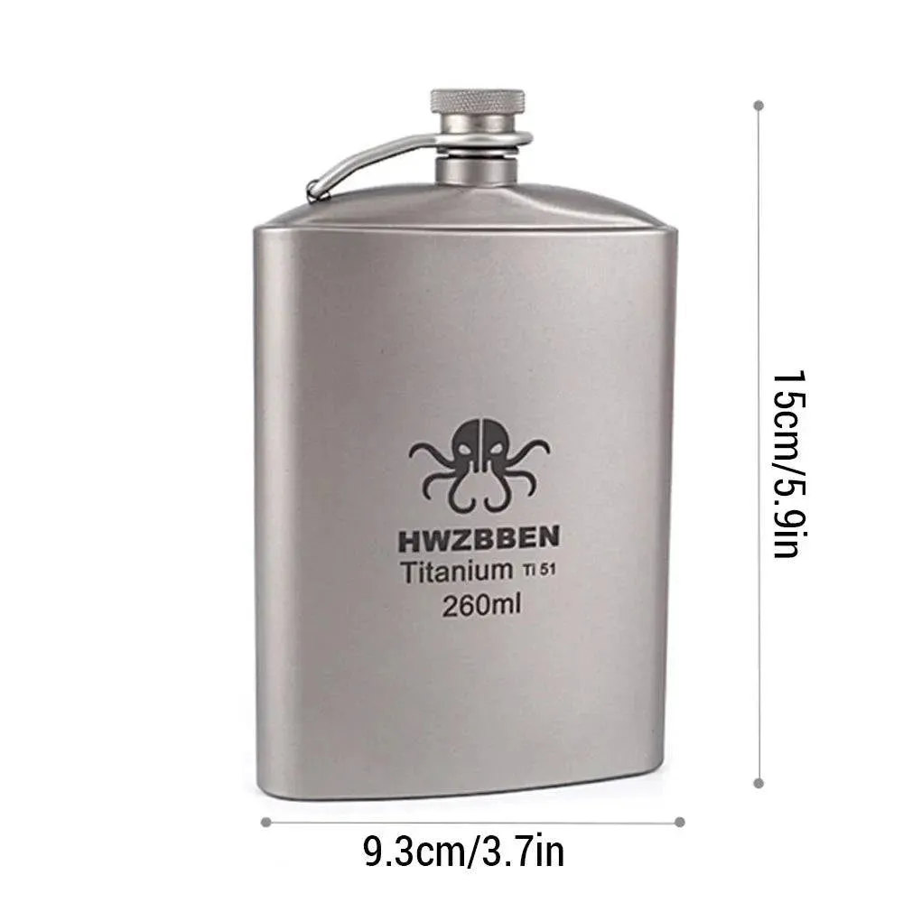 260ml Titanium Flask Portable Whisky Flask for Men Outdoor Camping Backpacking Travel Picnic Wine Bottles