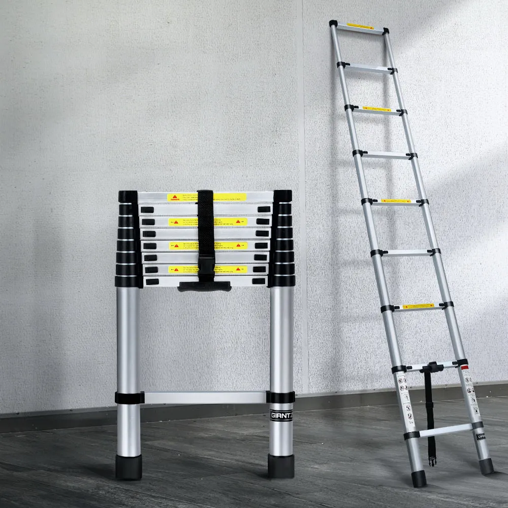 2.6M Telescopic Ladder Aluminium Extension Extendable Steps Adjustable Height