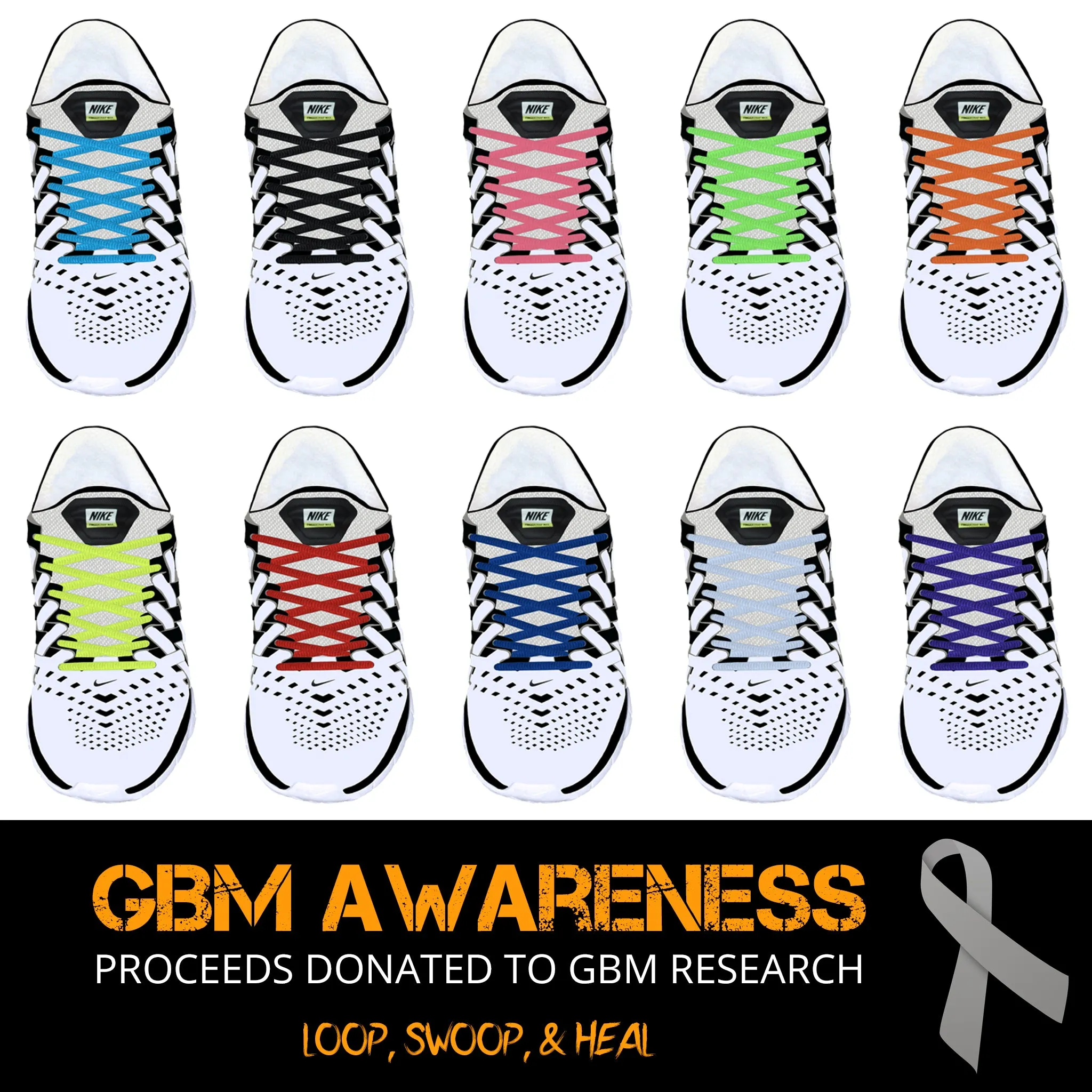 27" Oval Athletic Laces for GBM Awareness