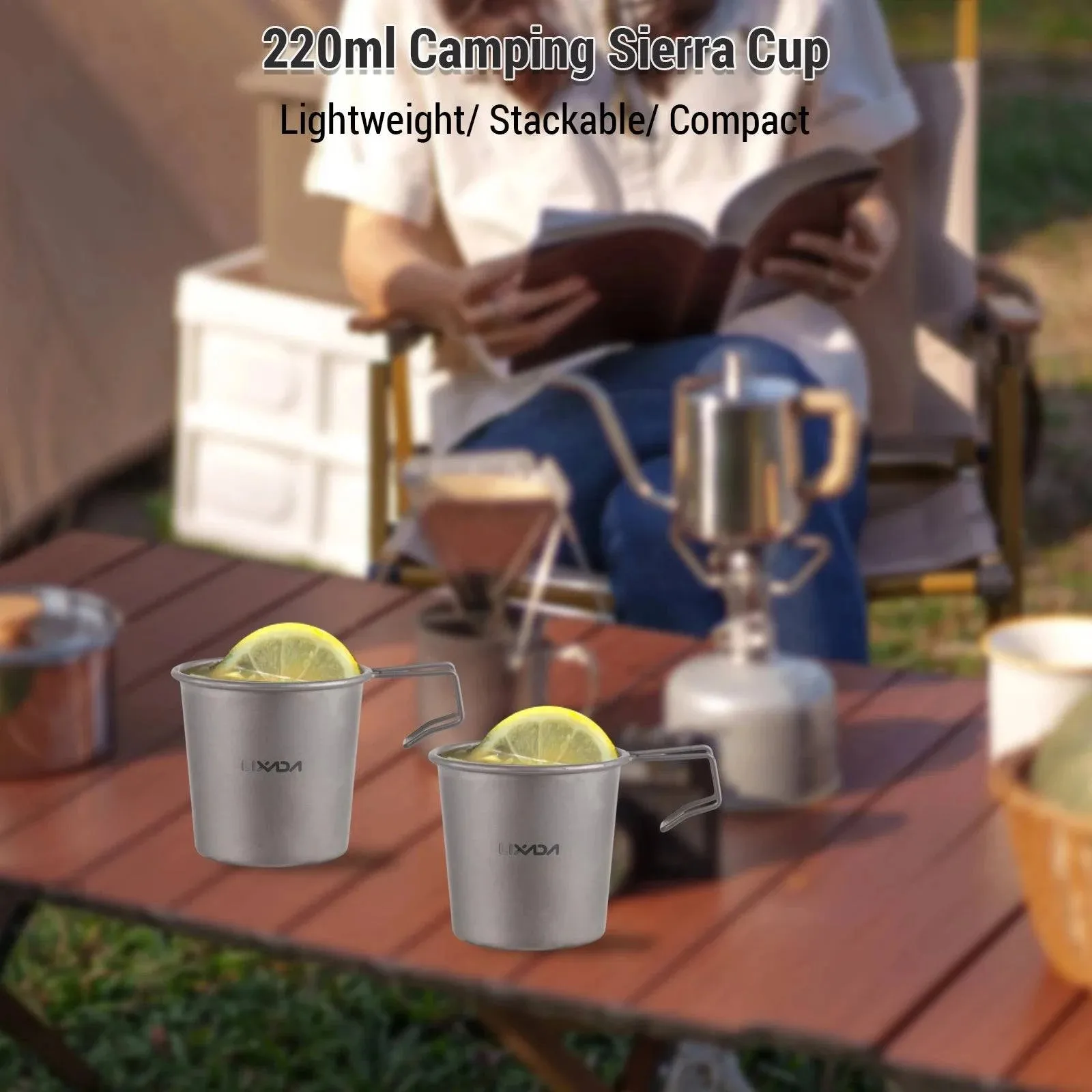 2pcs 220ml Ti Sierra Cup Lightweight Ti Camping Cup Hiking Coffee Mug for Outdoor Camping Hiking