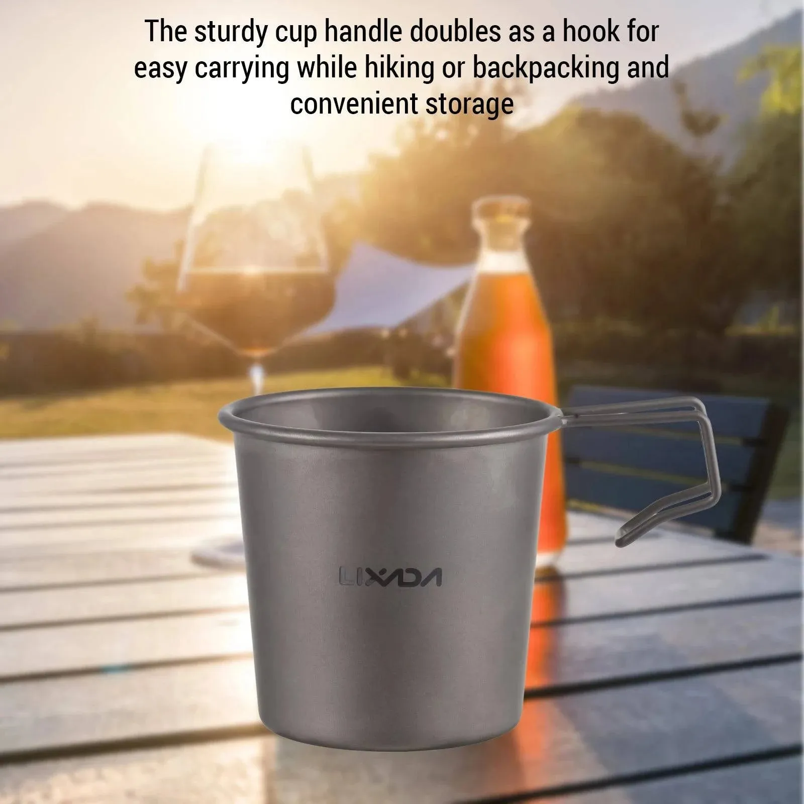 2pcs 220ml Ti Sierra Cup Lightweight Ti Camping Cup Hiking Coffee Mug for Outdoor Camping Hiking