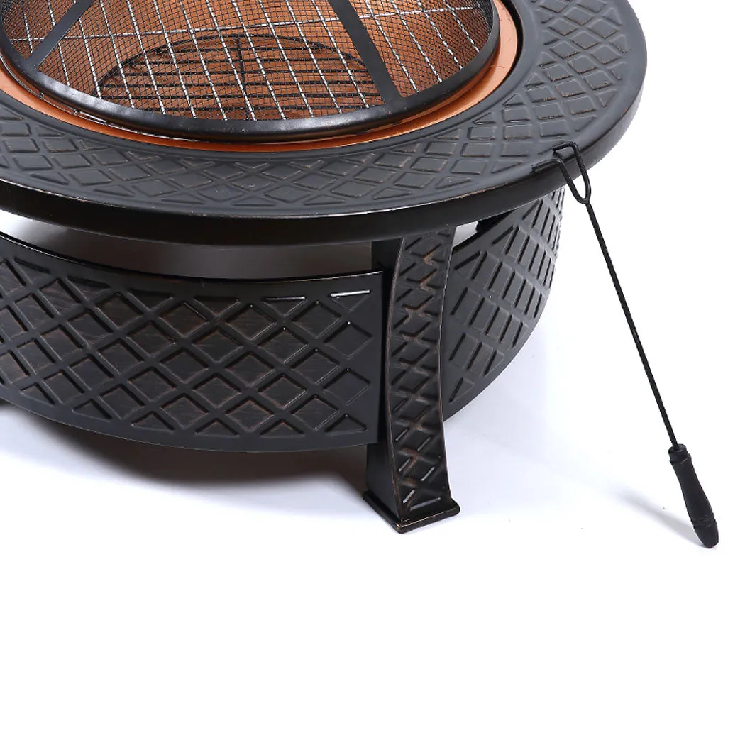 3 in 1 Outdoor Garden Fire Pit BBQ Firepit Brazier Round Stove Patio Heater