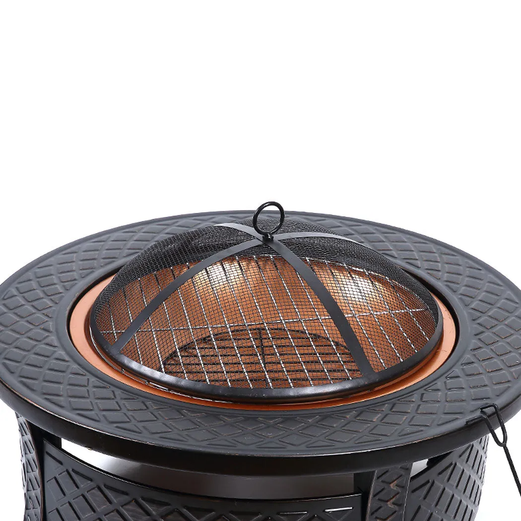 3 in 1 Outdoor Garden Fire Pit BBQ Firepit Brazier Round Stove Patio Heater