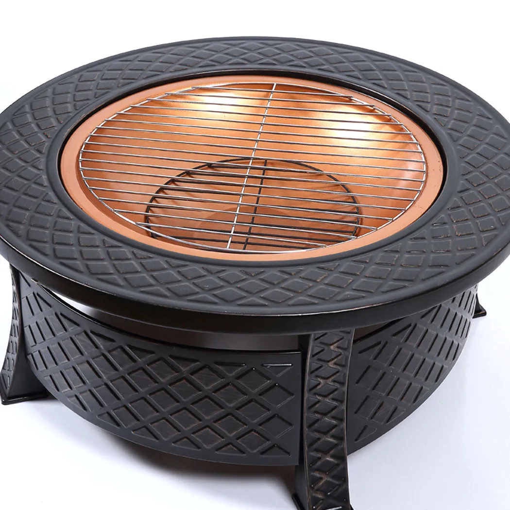 3 in 1 Outdoor Garden Fire Pit BBQ Firepit Brazier Round Stove Patio Heater