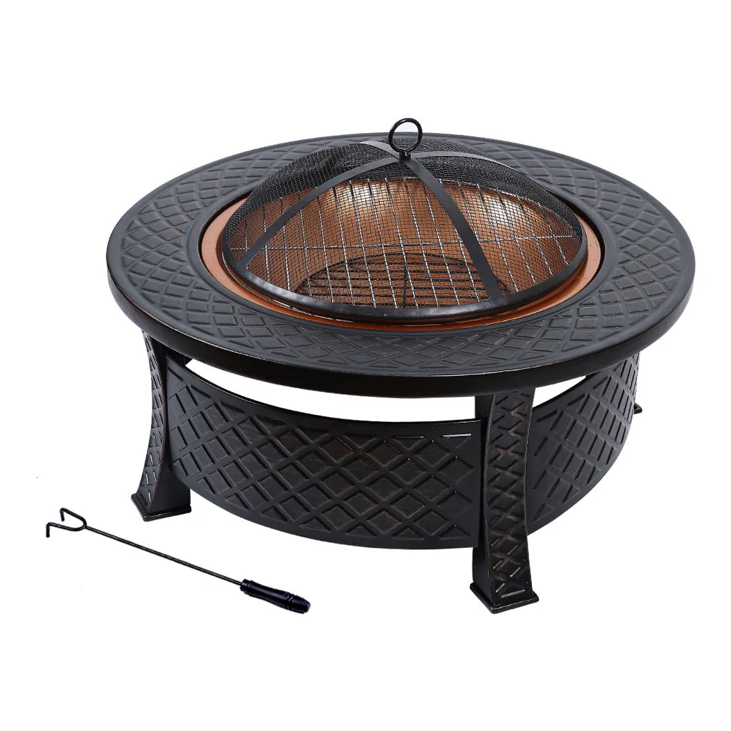 3 in 1 Outdoor Garden Fire Pit BBQ Firepit Brazier Round Stove Patio Heater