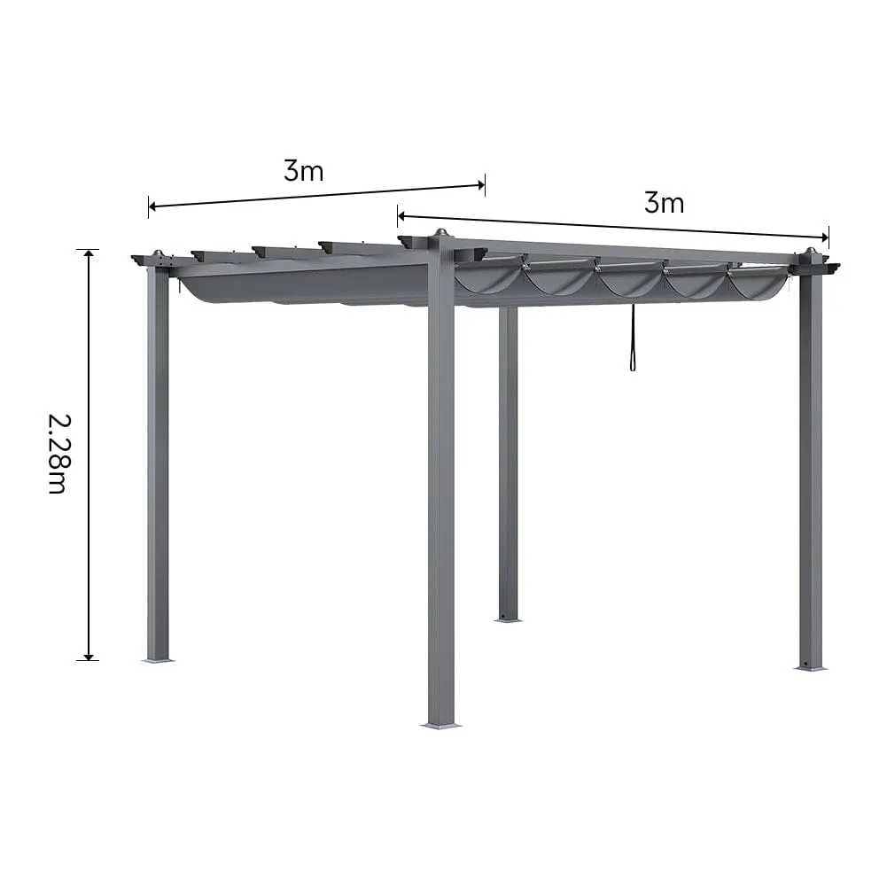 300cm Wide Aluminum Pergola for Patio Deck Outdoor Horizontal Pulling Square Pergolar