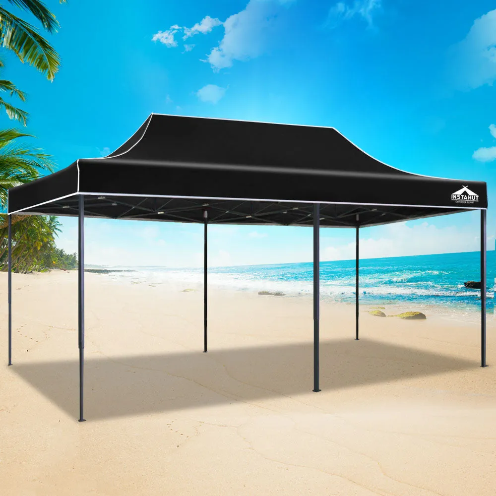 3x6m Pop Up Gazebo Marquee Outdoor Tent Folding Wedding No Wall Black