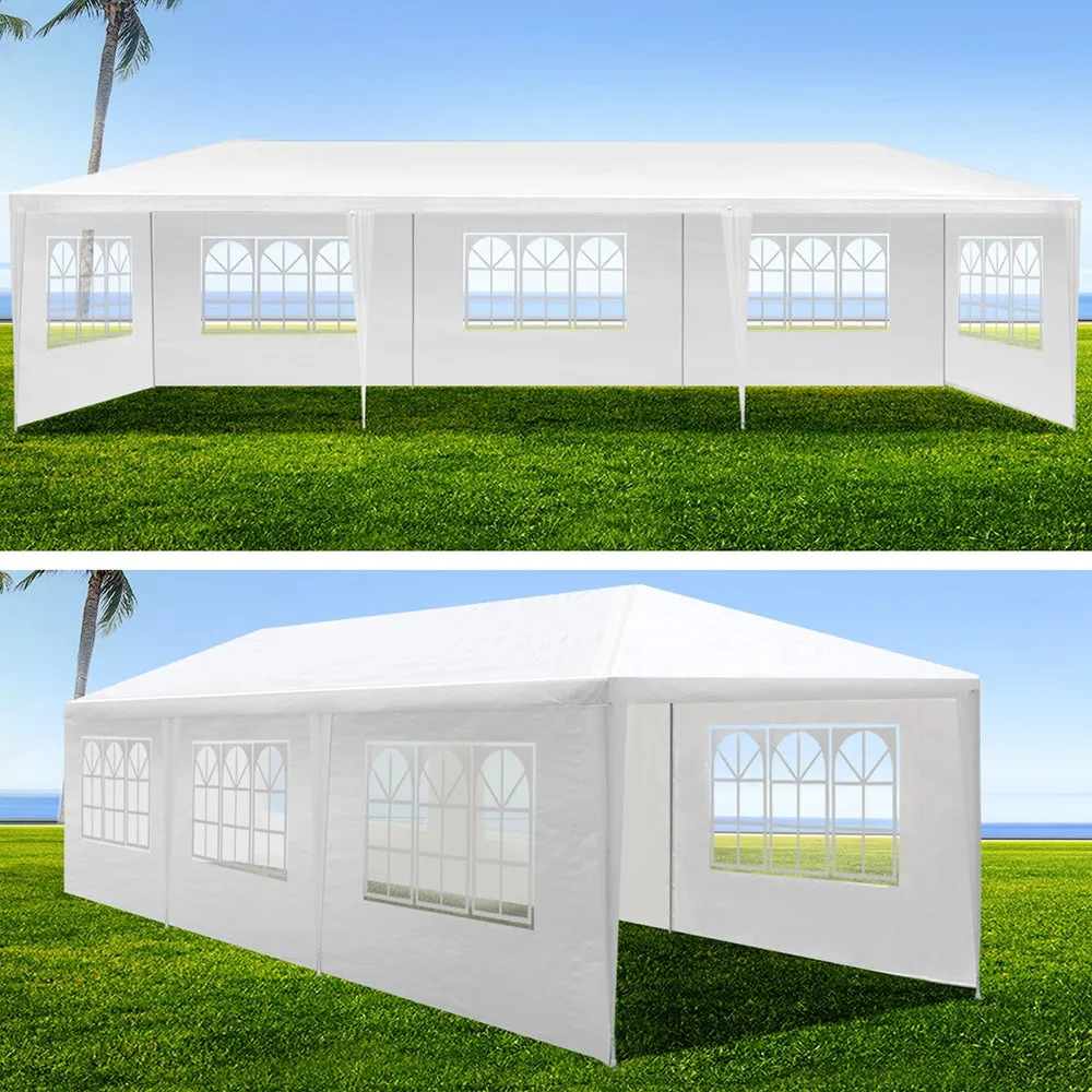 3x9m Gazebo Party Wedding Event Market Marquee Tent Shade Canopy 8 Wall Panel - White