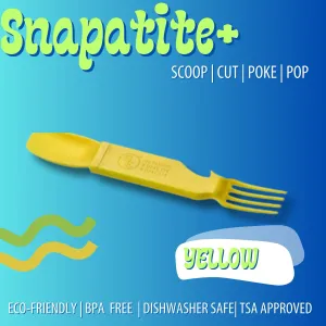 4-in-1 Snapatite  Utensil Set - Spoon, Knife, Fork, Bottle Opener (Yellow)