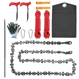 55in 68 Sharp Teeth Hand Rope Chainsaw Kit Blades on Both Side High Tree Limb Rope Saw with 196in Ropes Folding Pocket Chainsaw Carabiner Glove Wood C