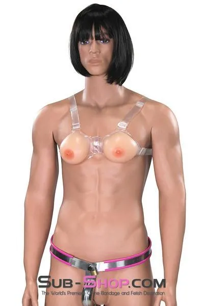 9873RS      Gia Real Feel Silicone Breast Forms with Nipples and Clear Straps, A Cup