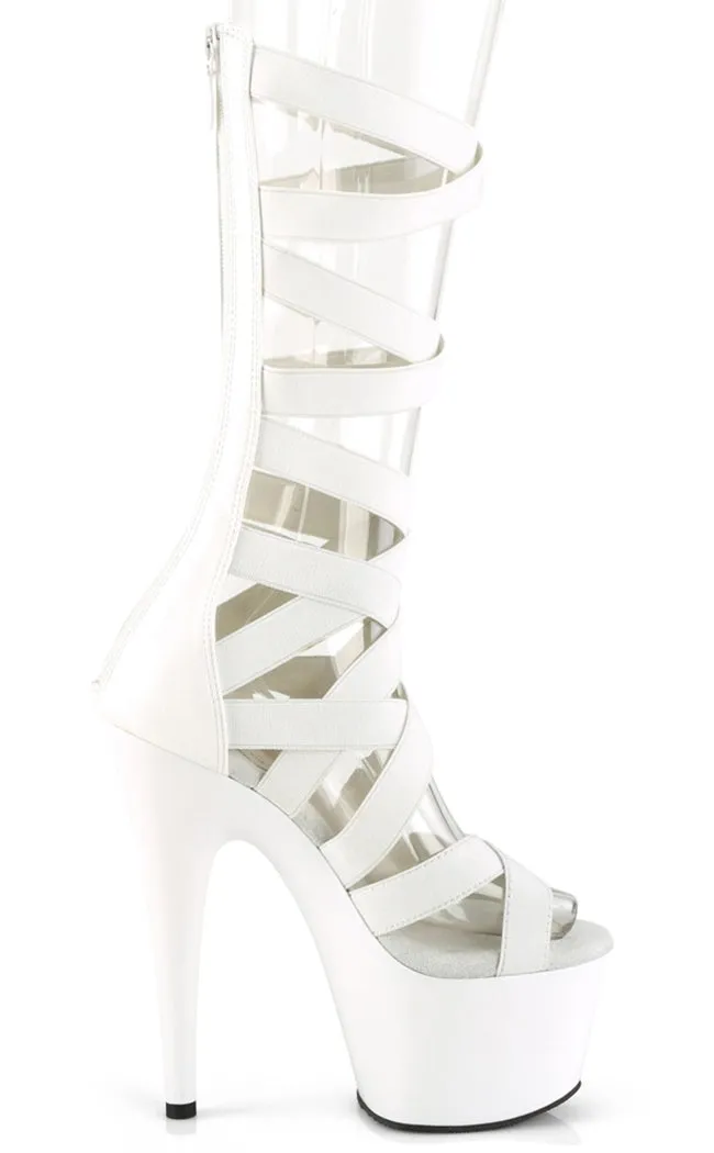 ADORE-700-48 White Vegan Leather Platform Heels