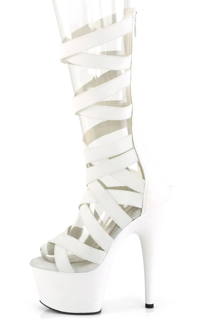 ADORE-700-48 White Vegan Leather Platform Heels