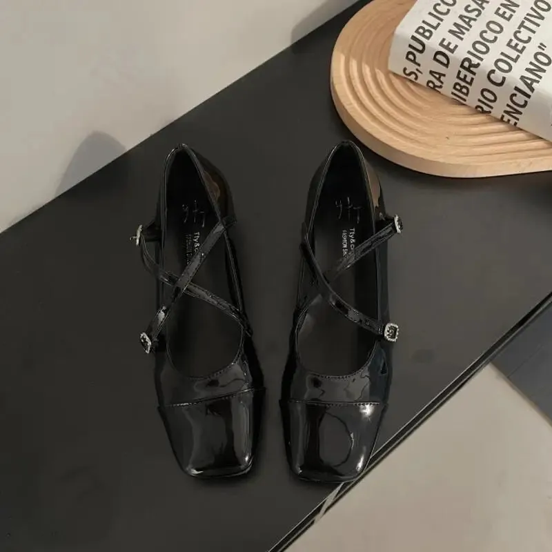 Advbridge  -  Spring  Fashion Low Heel Mary Jane Women Square Toe Ballet Shoes Footwear Casaul Cross Buckle Shallow Shoes Planos Mujer