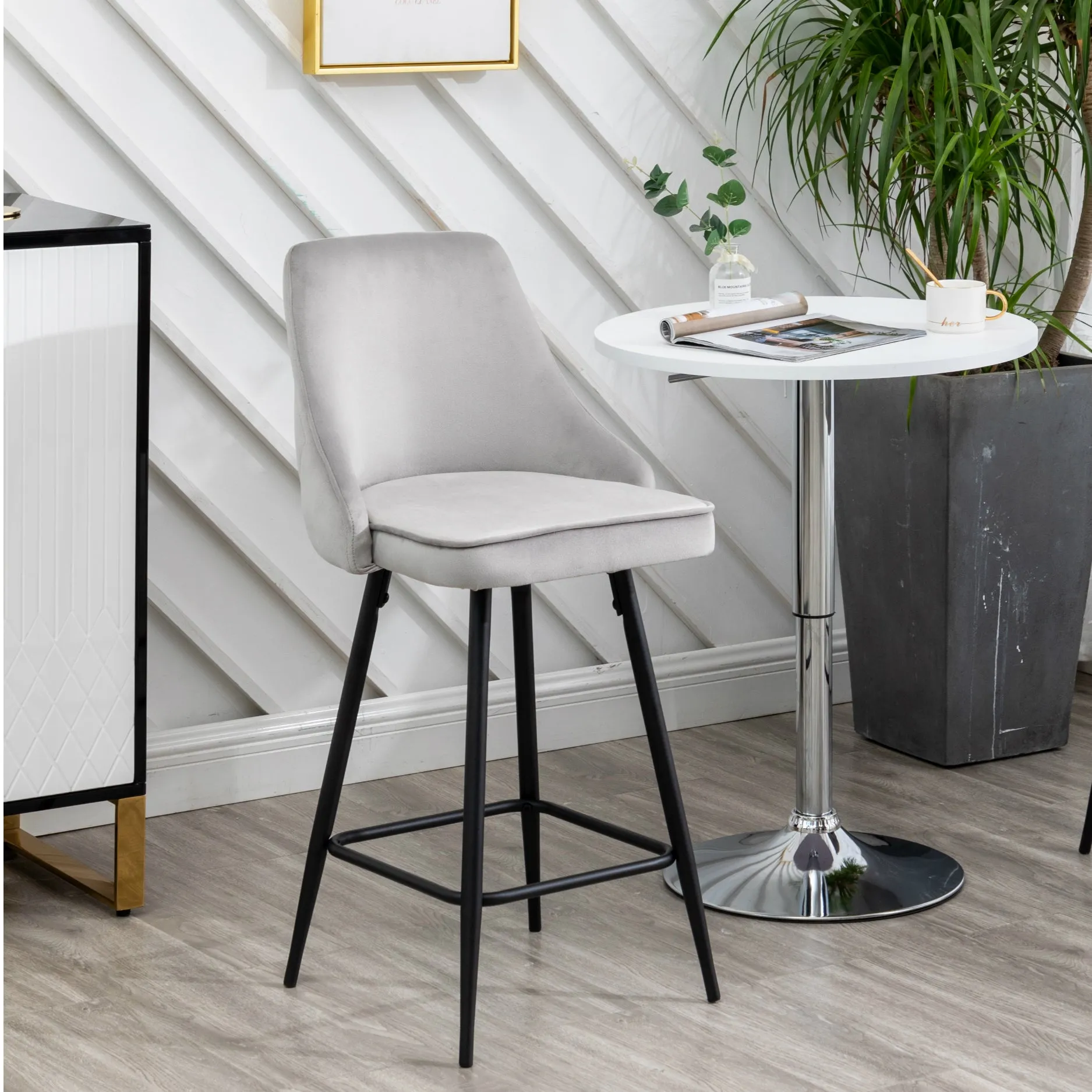 Afia Premium Upholstered Modern Premium Stool Bar Chairs Set of 2