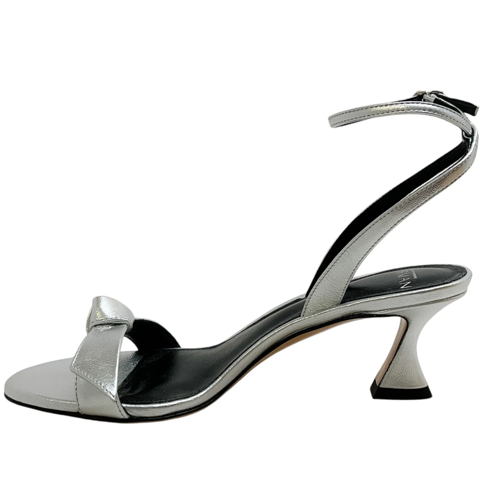 Alexandre Birman Silver Metallic Leather Clarita Bell 60 Sandals