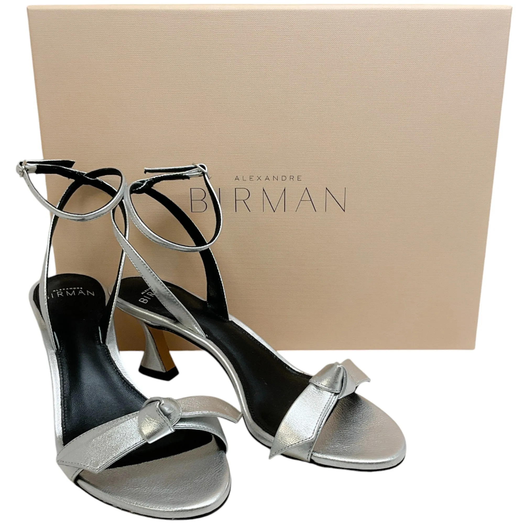 Alexandre Birman Silver Metallic Leather Clarita Bell 60 Sandals