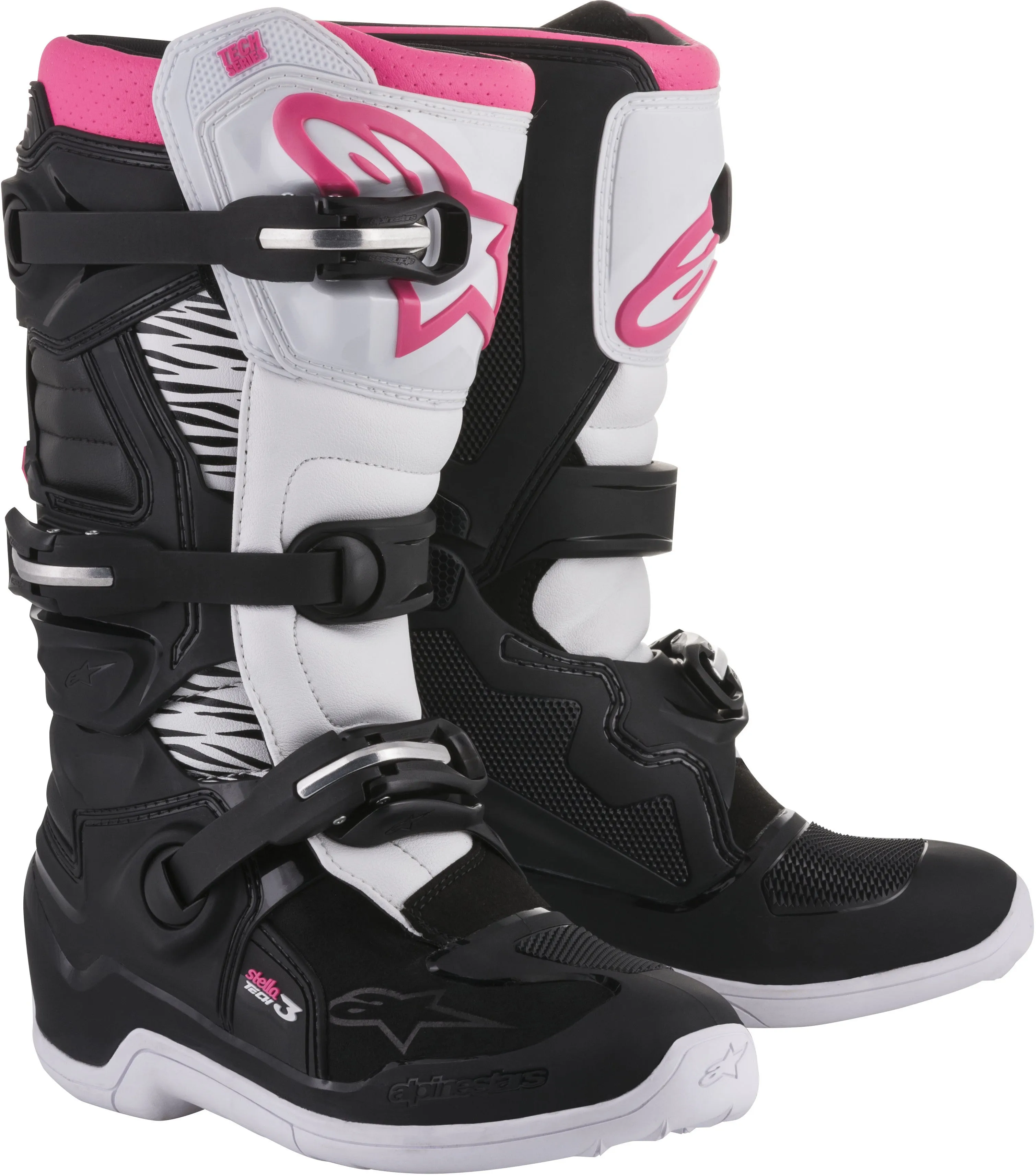 ALPINESTARS TECH 3 STELLA BOOTS BLACK/WHITE/PINK SZ 07 2013218-130-7