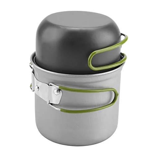 Aluminum Pot, Portable Outdoor Cookware, Solid and Durable 2Pcs/Set Hiking Picnic for Backpacking Camping