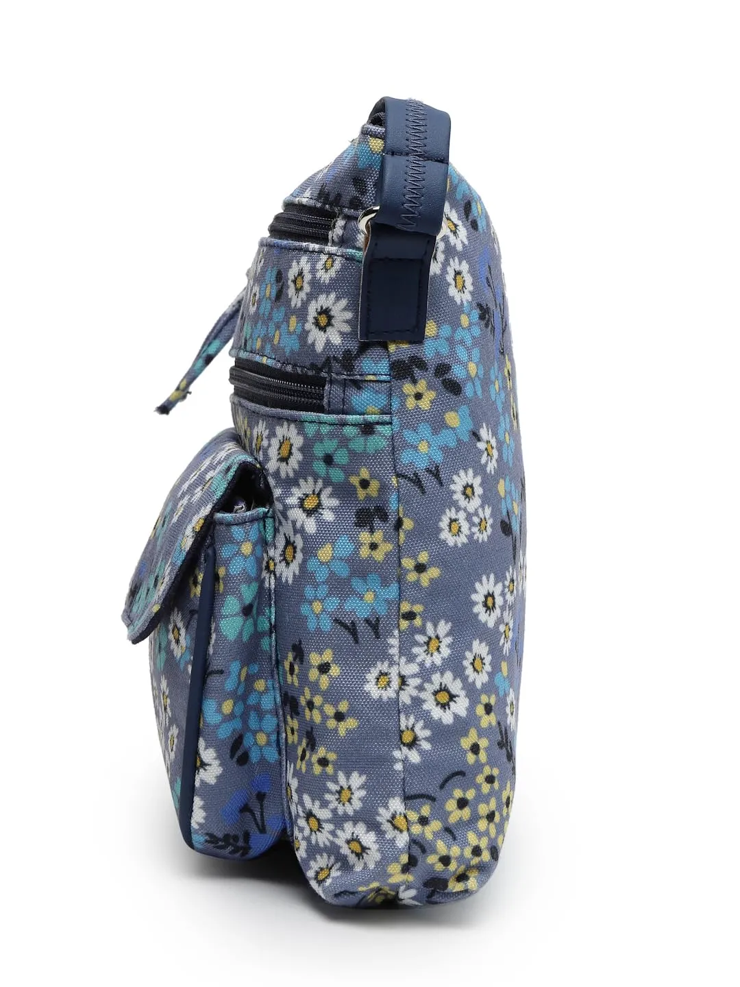 Anekaant Lush Grey & Multi Floral Printed Polycotton Sling Bag