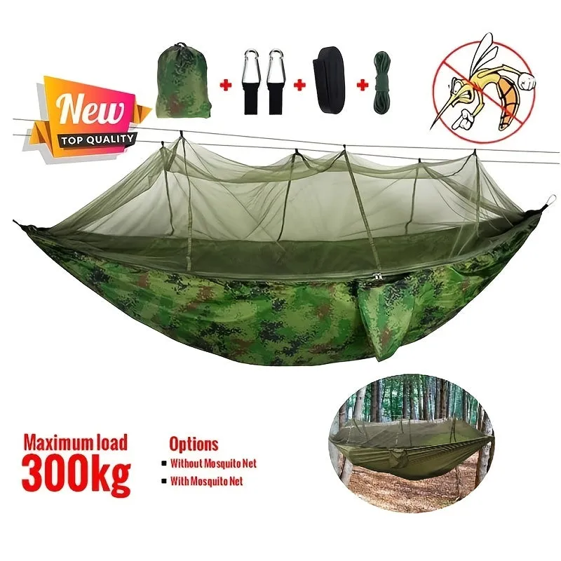 Anti-Mosquito Nylon Hammock For Camping, Travel, And Beach - Lightweight And Durable Hanging Bed For Backpacking And Outdoor Activities