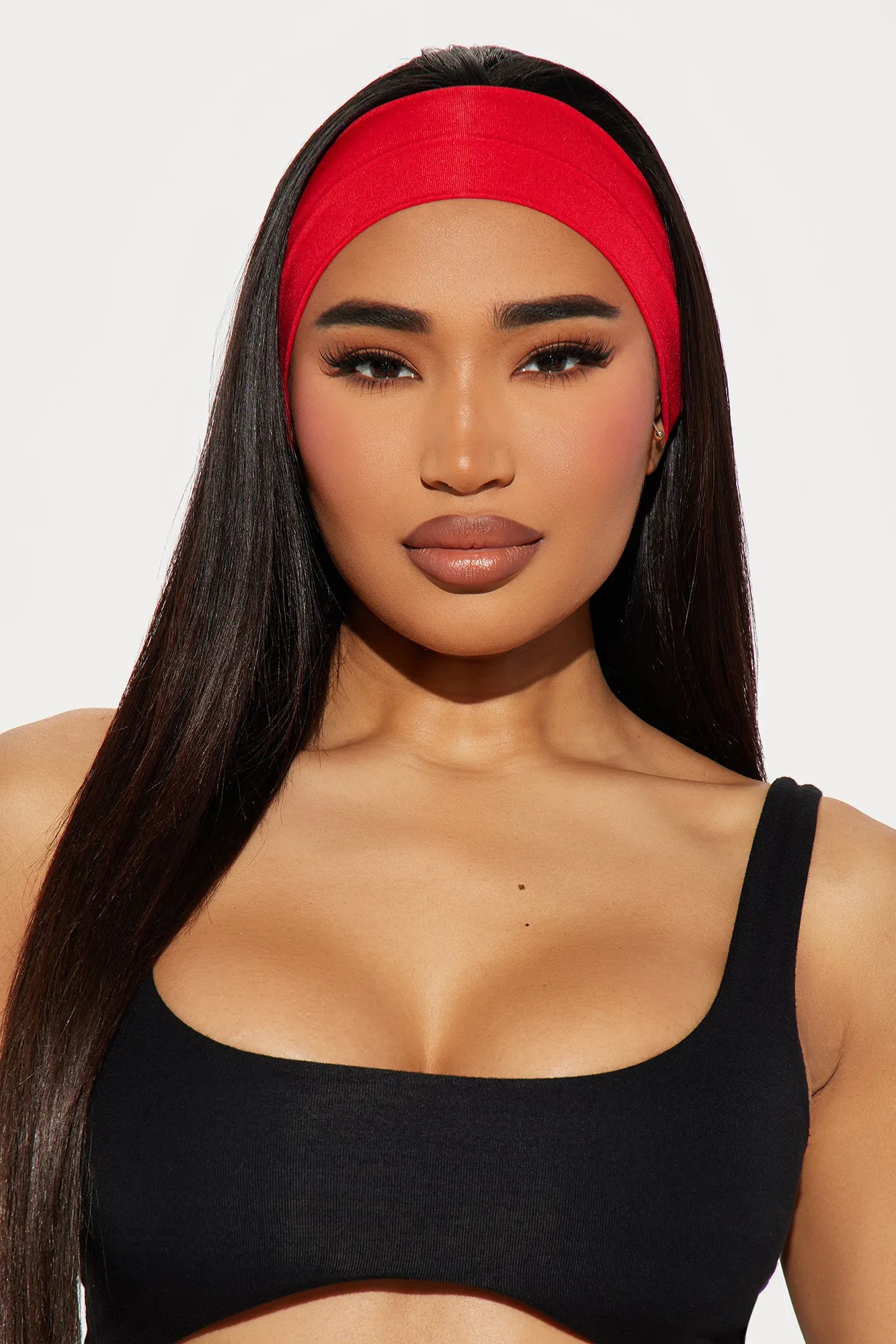 Athletic Girly 3 Piece Headband Set - Red/combo