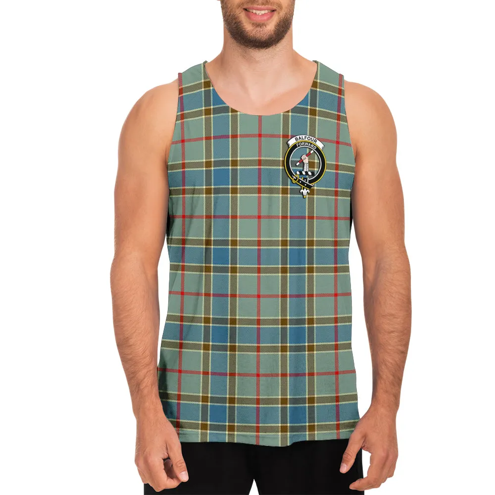 Balfour Blue Tartan Mens Tank Top with Family Crest