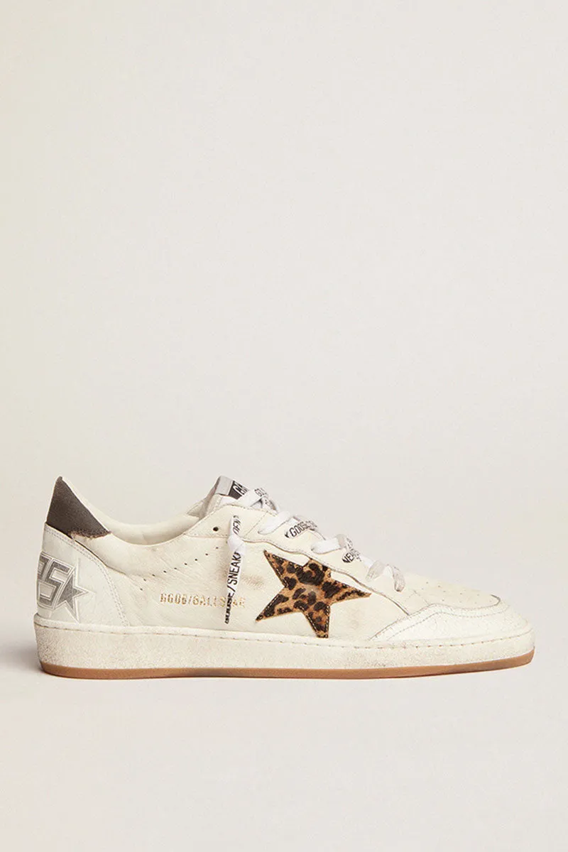 Ball Star - Nappa Upper Golden Leopard Horsy Star Crack Leather Spur Canvas Heel