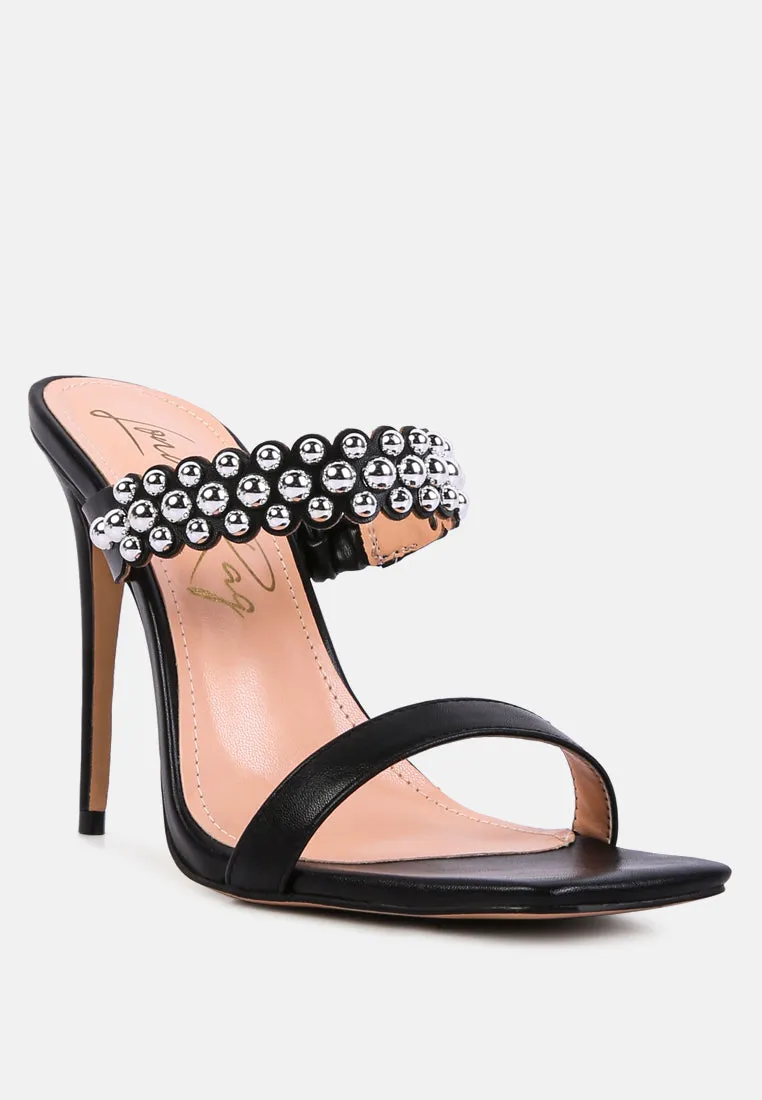 Bandy Stieletto Heel Metal Stud Sandals