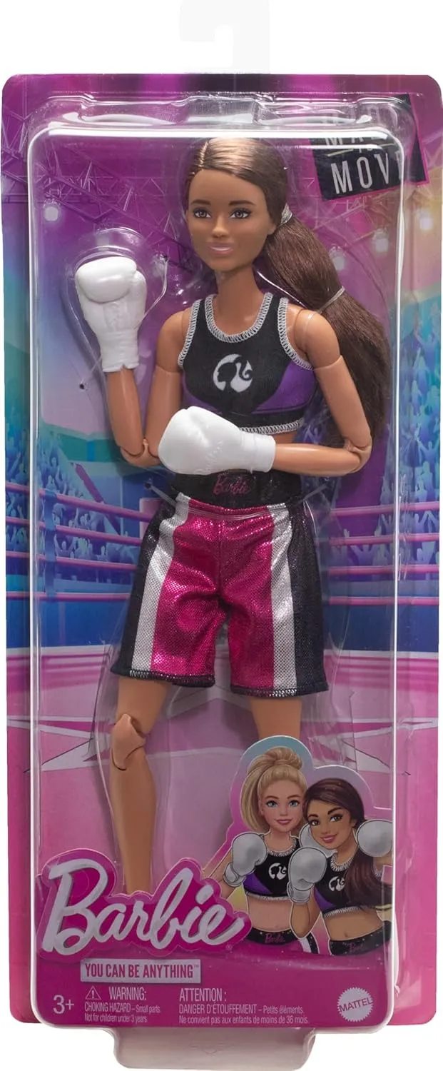 Barbie Made To Move Career Boxer Player Doll With Uniform And Boxing Gloves For Kids Ages 3 Years And Up